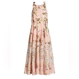 Zimmermann Acadia Floral Print Broderie Anglaise Linen Dress